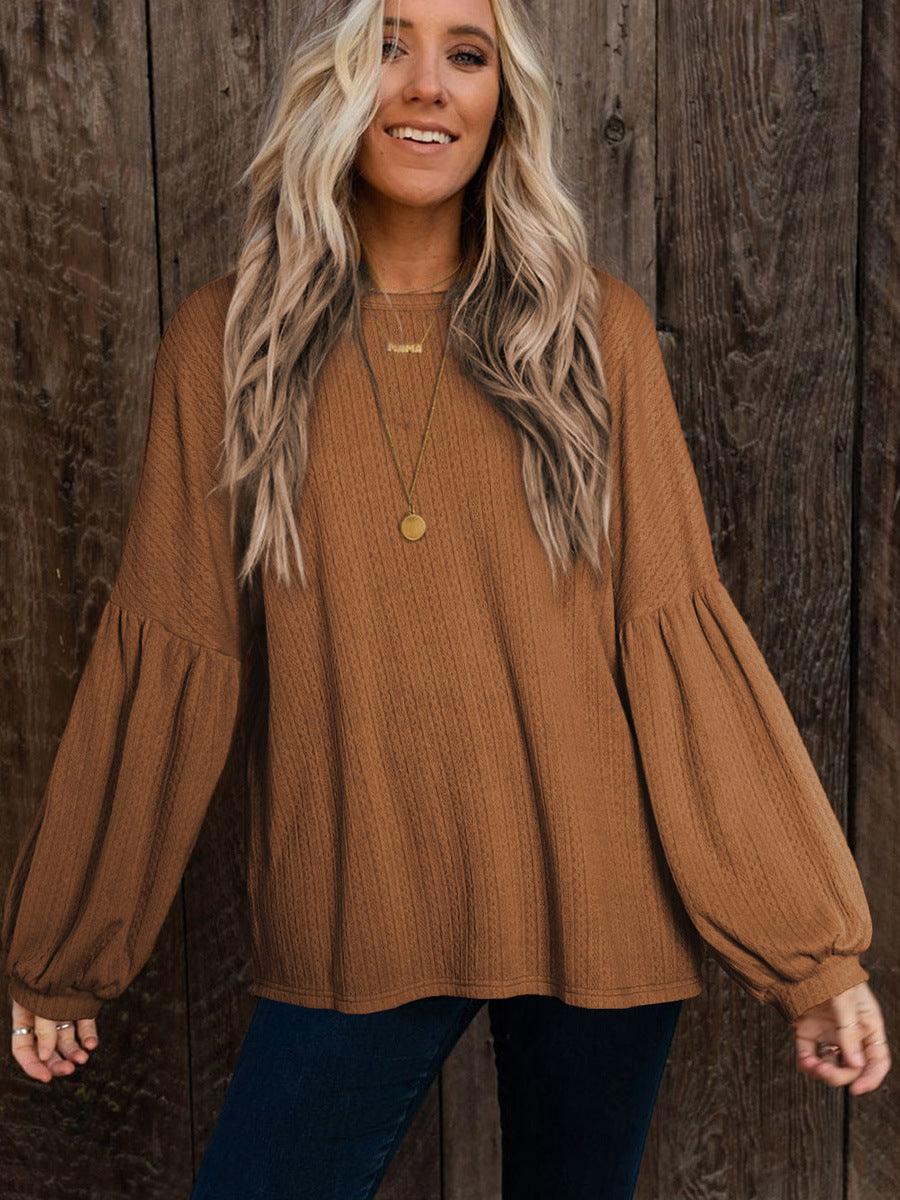 Women's European And American Loose Casual Style Puff Sleeve Top - Trendha