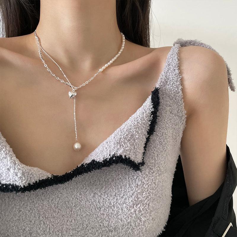 Women's Fashion Asymmetric Pearl Pendant Necklace - Trendha