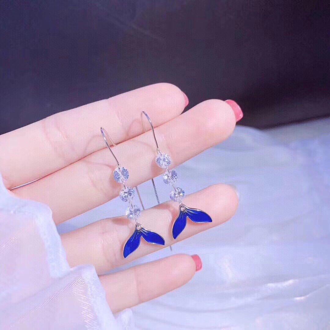 Women's Fashion Mermaid Tail Sterling Silver Ear Wire - Trendha