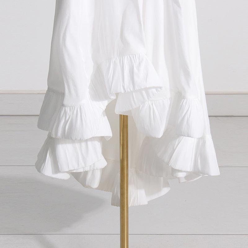 Women's Fashion Pleated Stand Collar Sleeveless Top Ruffled Skirt Two-piece Set - Trendha