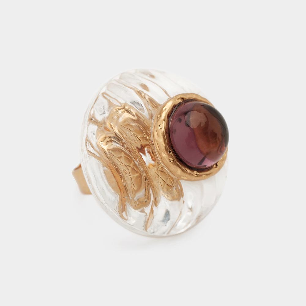 Women's Fashion Simple Clashing Color Lucite Ring - Trendha