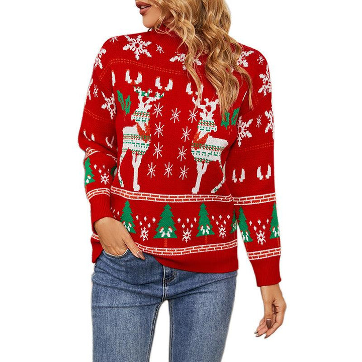 Women's Fashion Simple Deer Snowflake Christmas Sweater - Trendha