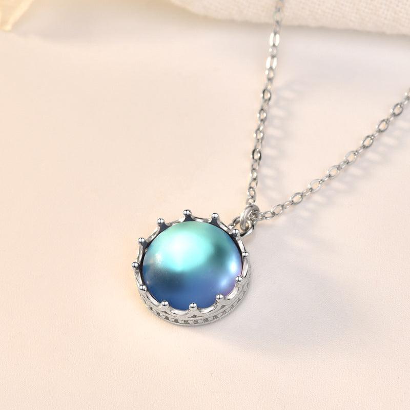 Women's Fashion Simple Sterling Silver Moonstone Pendant Necklace - Trendha