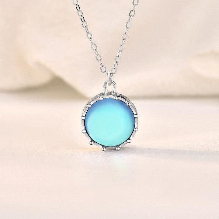 Women's Fashion Simple Sterling Silver Moonstone Pendant Necklace - Trendha