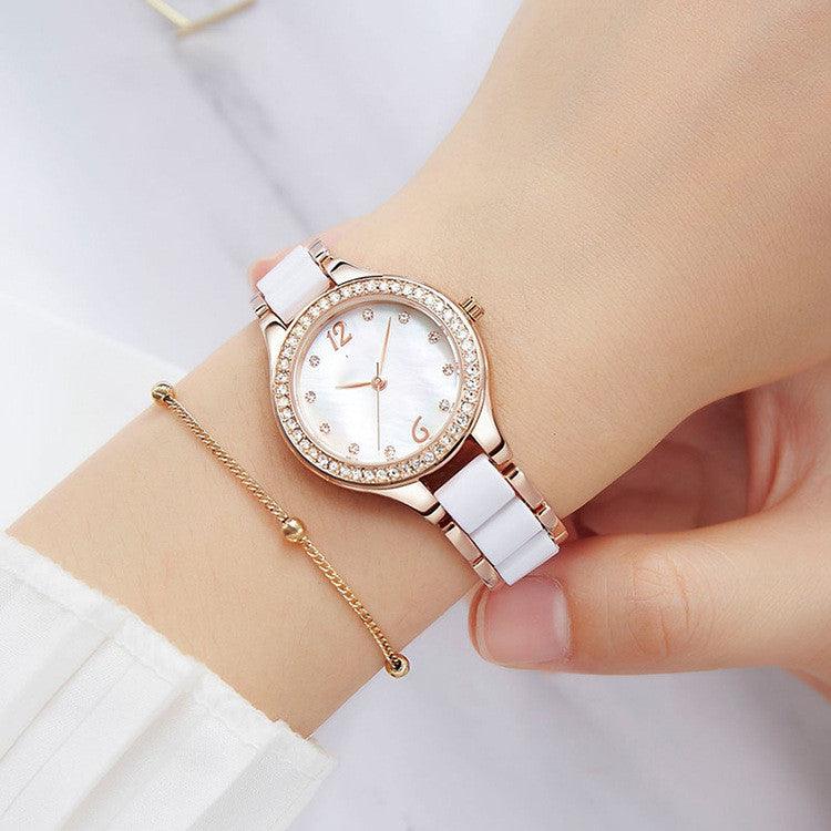 Women's Fashion Simple Waterproof Ceramic Watch With Diamonds - Trendha