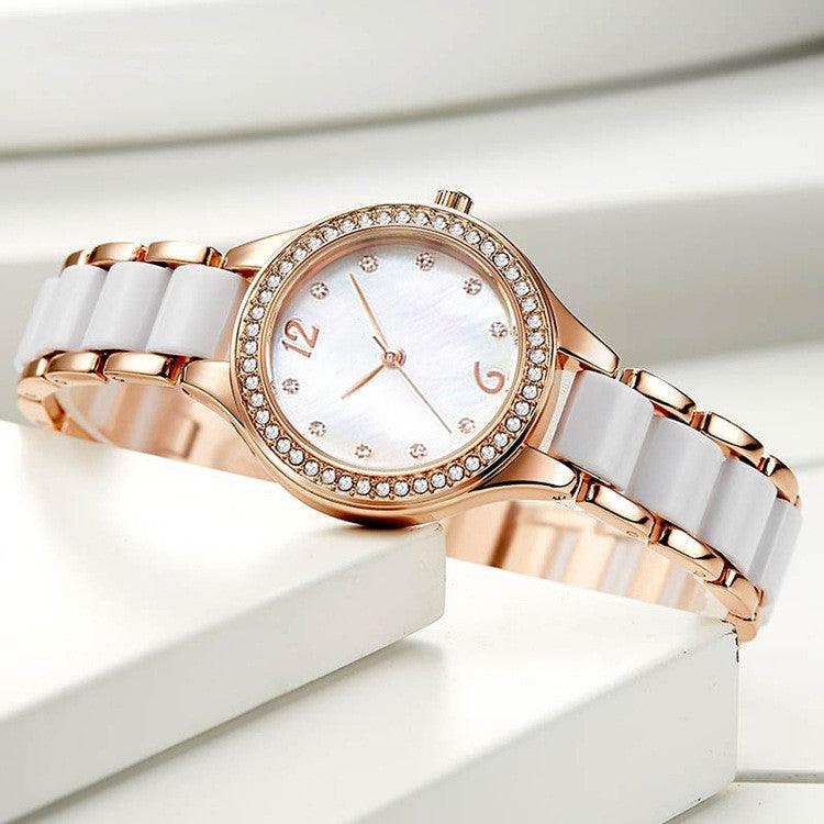 Women's Fashion Simple Waterproof Ceramic Watch With Diamonds - Trendha