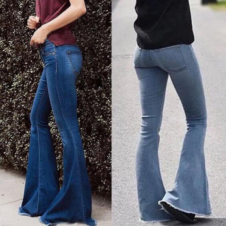 Women's Fashion Slim Fit Tassel Flared Jeans - Trendha