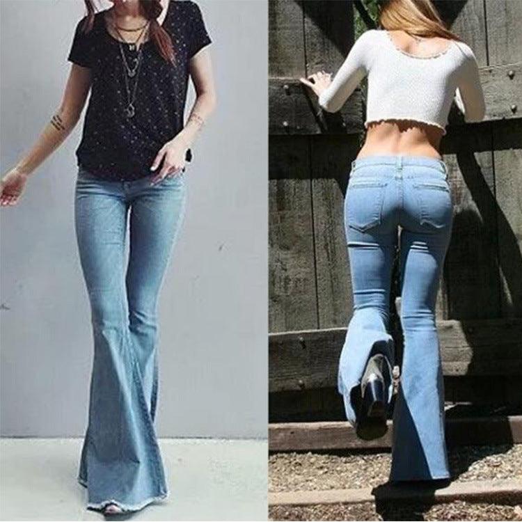 Women's Fashion Slim Fit Tassel Flared Jeans - Trendha