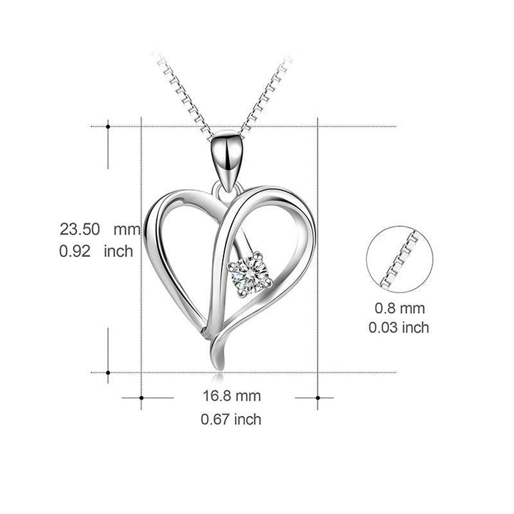 Women's Fashion Sterling Silver Heart-shaped Hollow Jeweled Necklace - Trendha