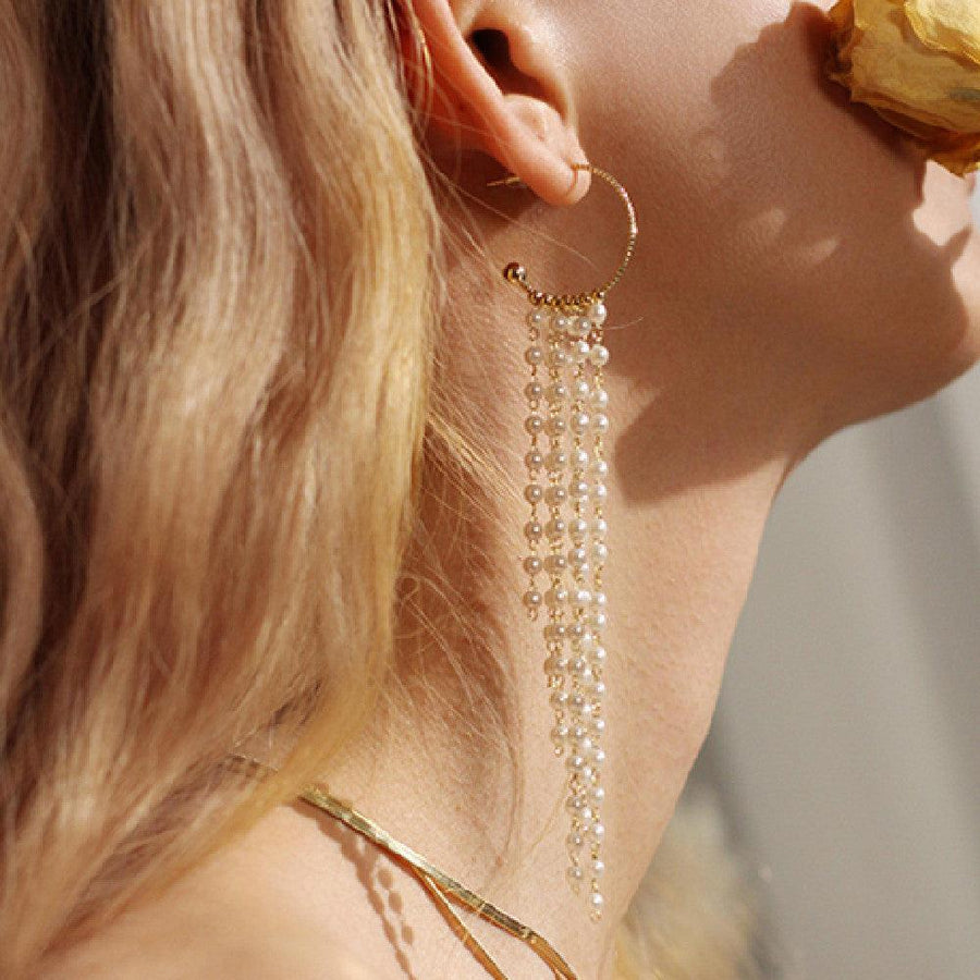 Women's Fashion Tassel Pearl Earrings - Trendha