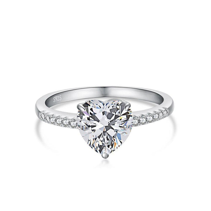 Women's Fashion Temperamental Sterling Silver Love Heart-shaped Ring - Trendha