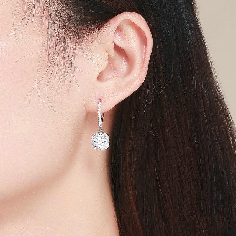 Women's Fashionable Long Personalised White Gold Plated Sterling Silver Stud Earrings