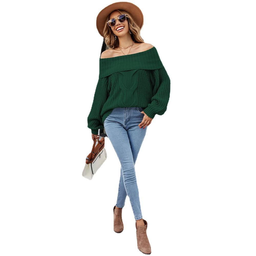 Women's Fashionable Off-shoulder Twisted Rope Sweater - Trendha
