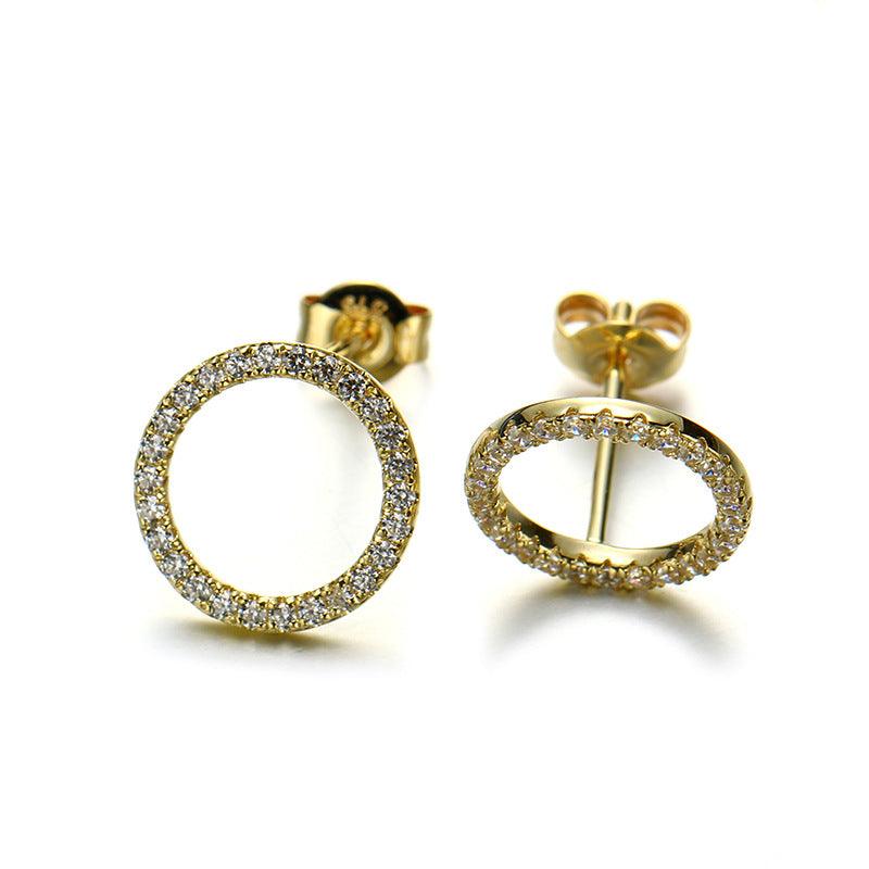 Women's Gold Zircon Ring Earrings - Trendha