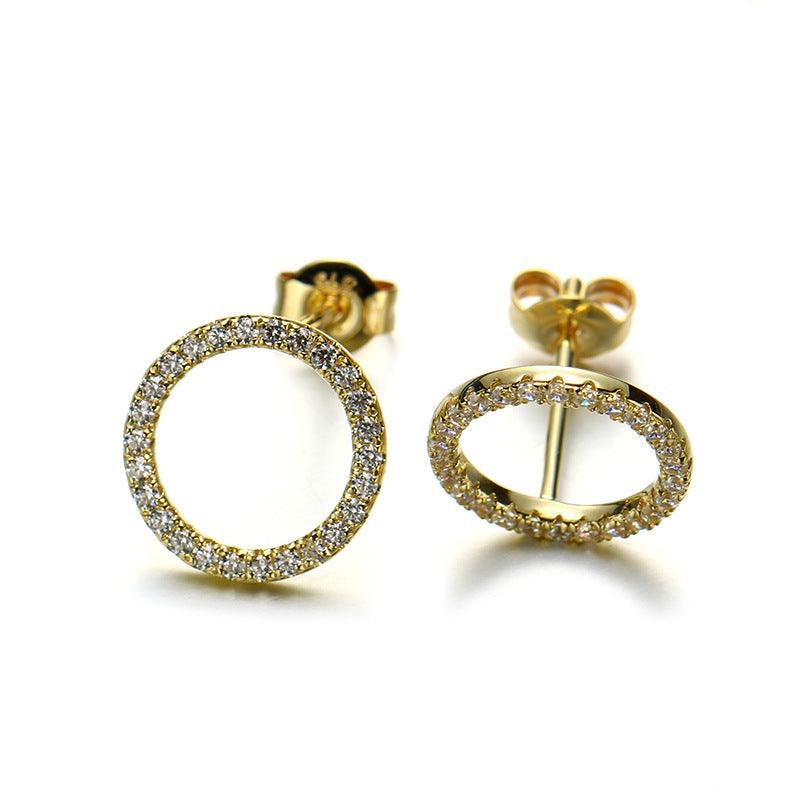 Women's Gold Zircon Ring Earrings