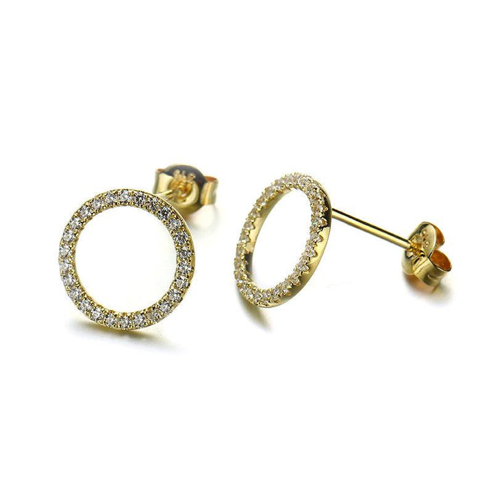Women's Gold Zircon Ring Earrings - Trendha