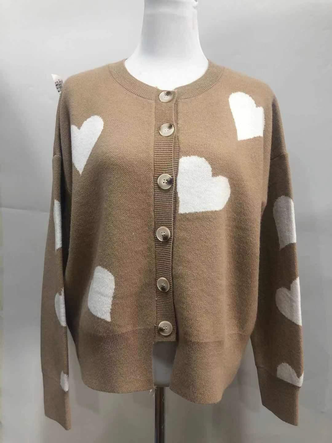 Women's Heart Sweater Single Breasted Cardigan Knitwear Coat Outwear Clothes - Trendha