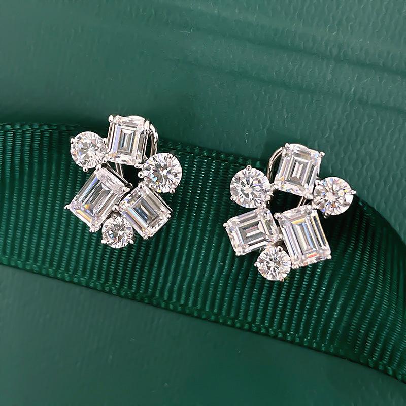 Women's High Carbon Diamond Emerald Earrings 925 Sterling Silver - Trendha