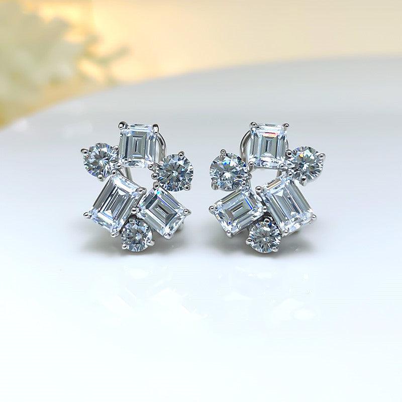 Women's High Carbon Diamond Emerald Earrings 925 Sterling Silver - Trendha
