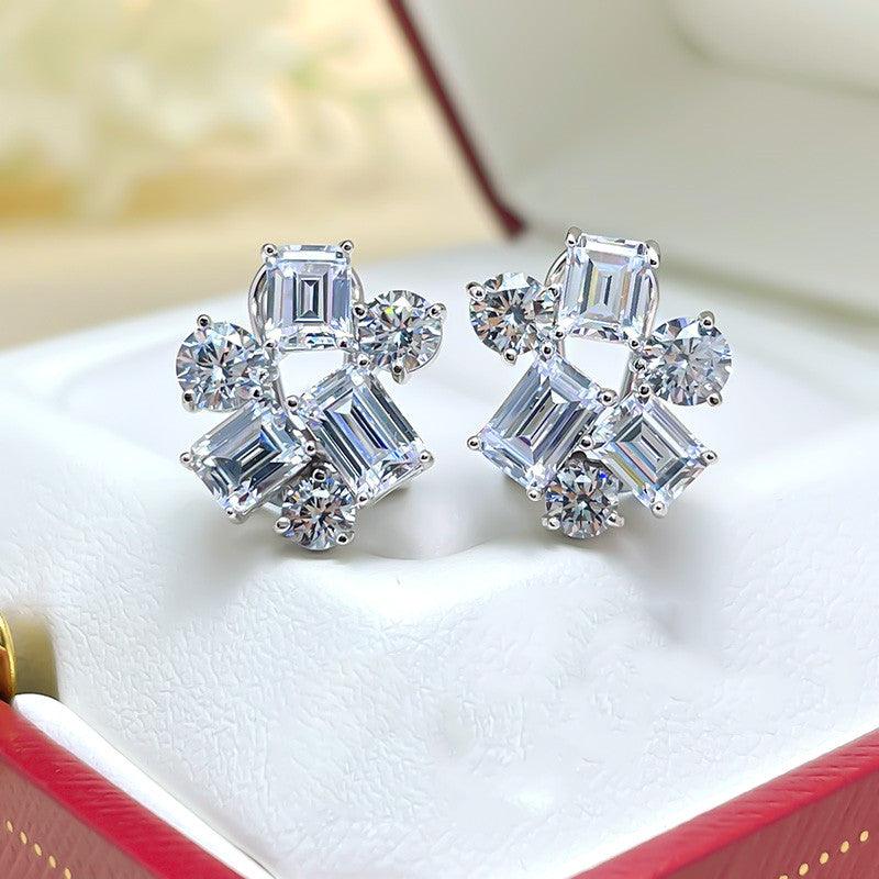 Women's High Carbon Diamond Emerald Earrings 925 Sterling Silver - Trendha
