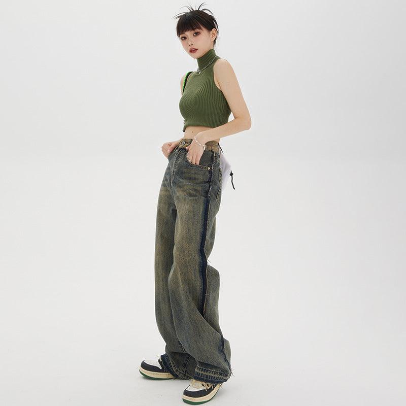 Women's High-waisted Straight Baggy Jeans - Trendha