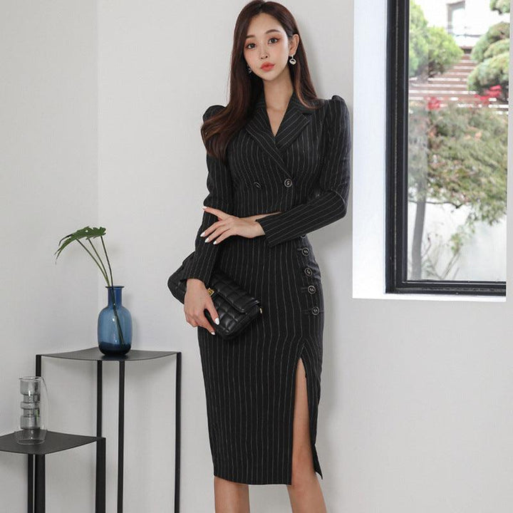 Women's Hip Stripe Skirt Suit - Trendha