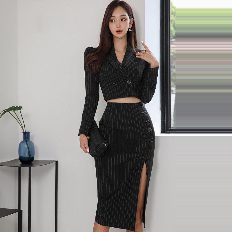 Women's Hip Stripe Skirt Suit - Trendha