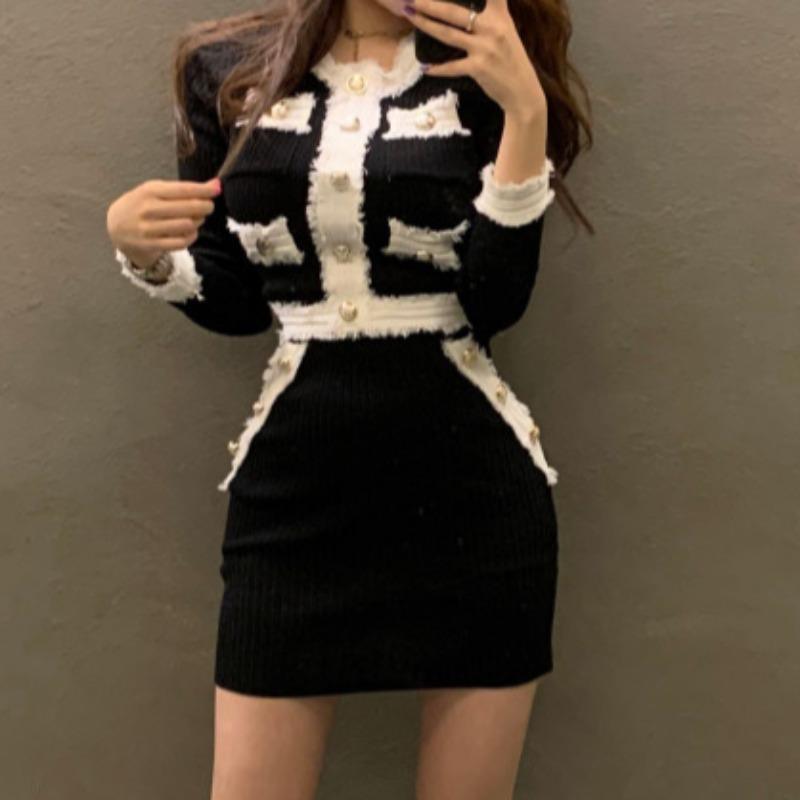 Women's Knitted Sweater Skirt Two-piece Set - Trendha