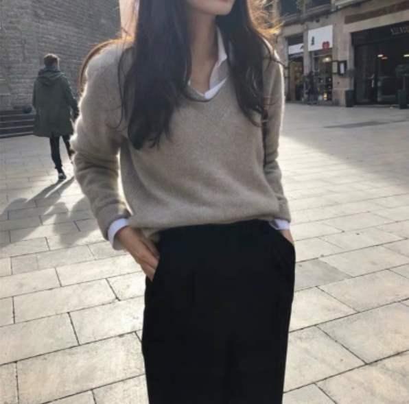 Women's Knitting Shirt V-neck Sweater Gentle Japanese Style - Trendha