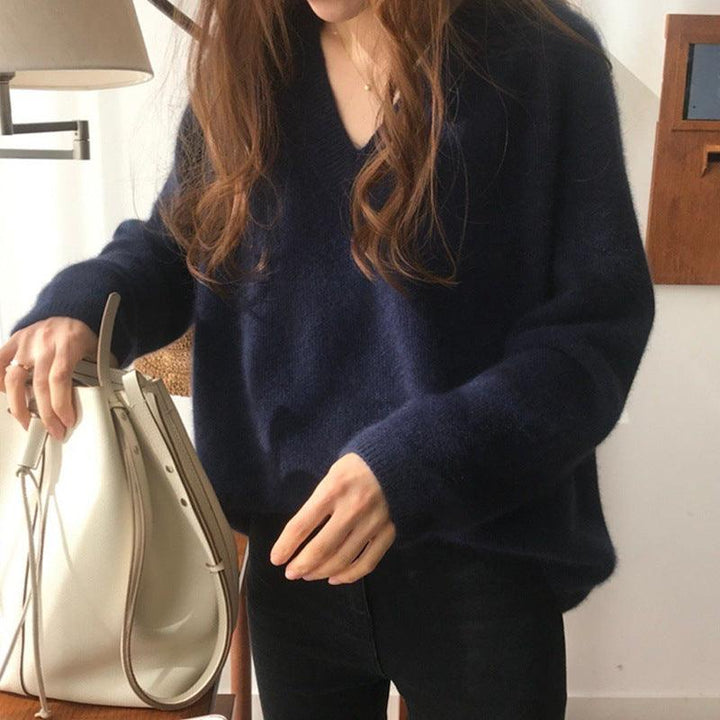 Women's Knitting Shirt V-neck Sweater Gentle Japanese Style - Trendha