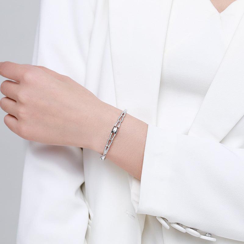 Women's Light Luxury Niche Love Center Diamond Silver Bracelet - Trendha