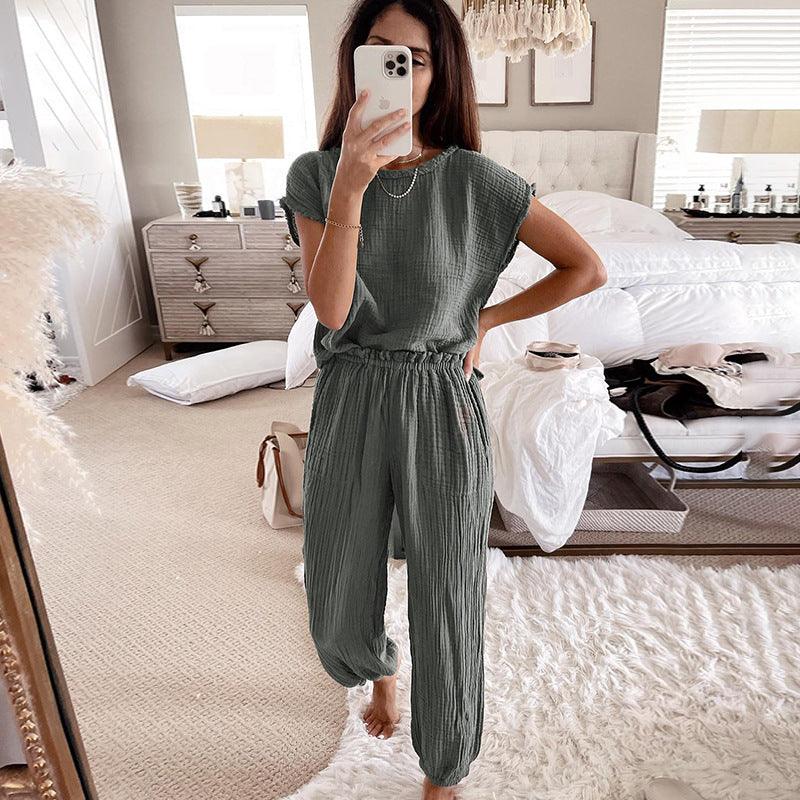 Women's Loose Casual Short Sleeve Sports Set - Trendha