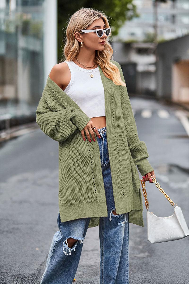 Women's Loose Sweater Coat With Pocket Solid Color Outerwear - Trendha