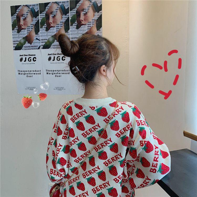 Women's Lovely Strawberry Red Sweater - Trendha