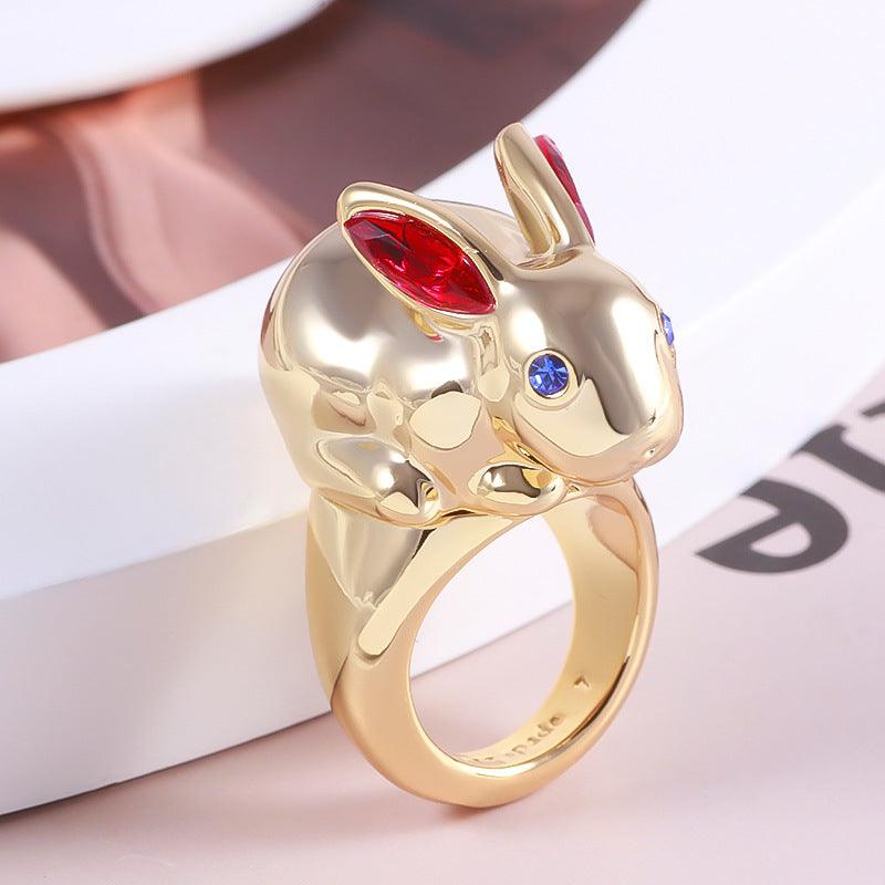 Women's Metal Smooth Face Wealth Rabbit Ring - Trendha