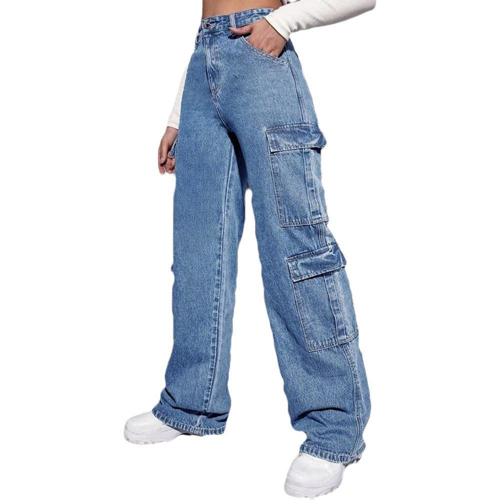 Women's Multi-bag Jeans Loose High Waist - Trendha