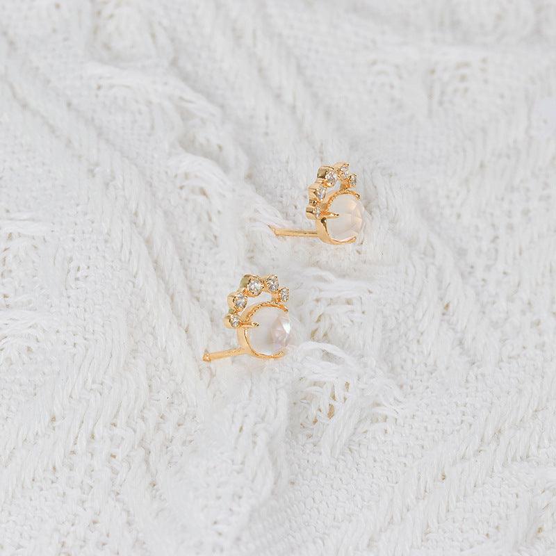 Women's Natural White Crystal Earrings - Trendha