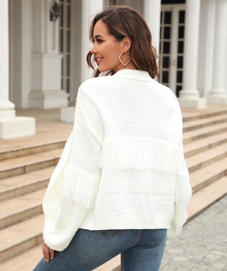 Women's Open Front Tassel Sweater Cardigan Long Sleeve Cardigan Outwear - Trendha