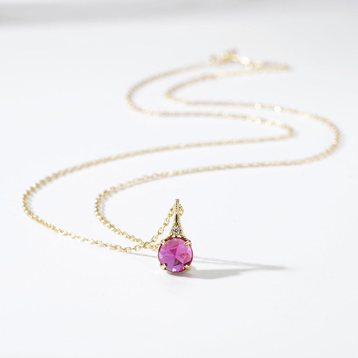 Women's Red Corundum Zircon Necklace - Trendha