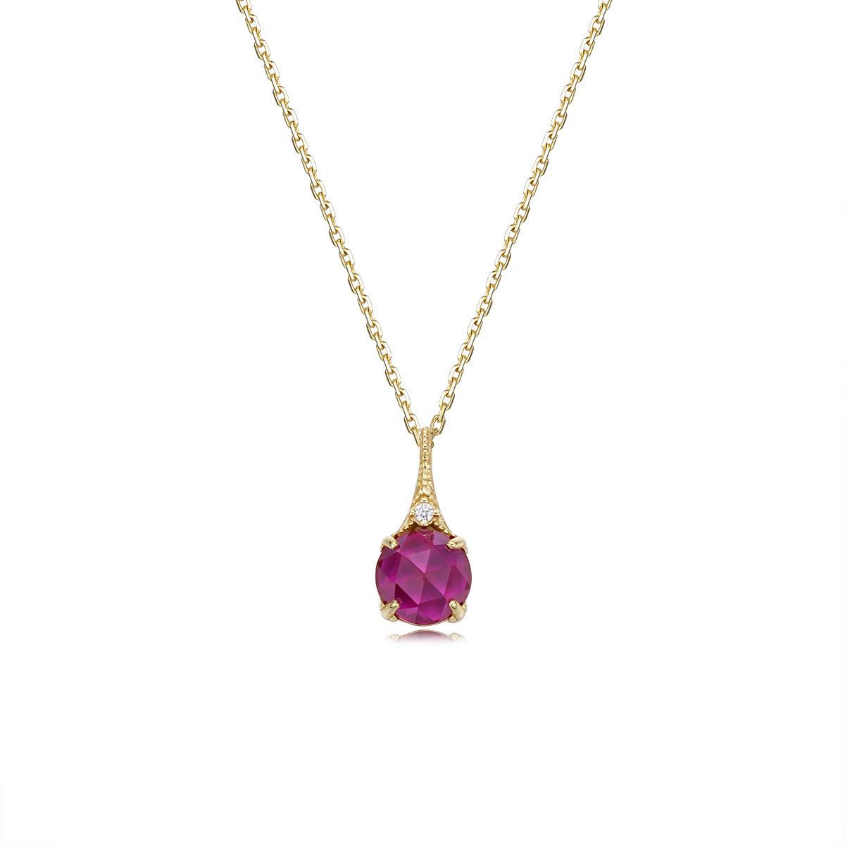 Women's Red Corundum Zircon Necklace - Trendha