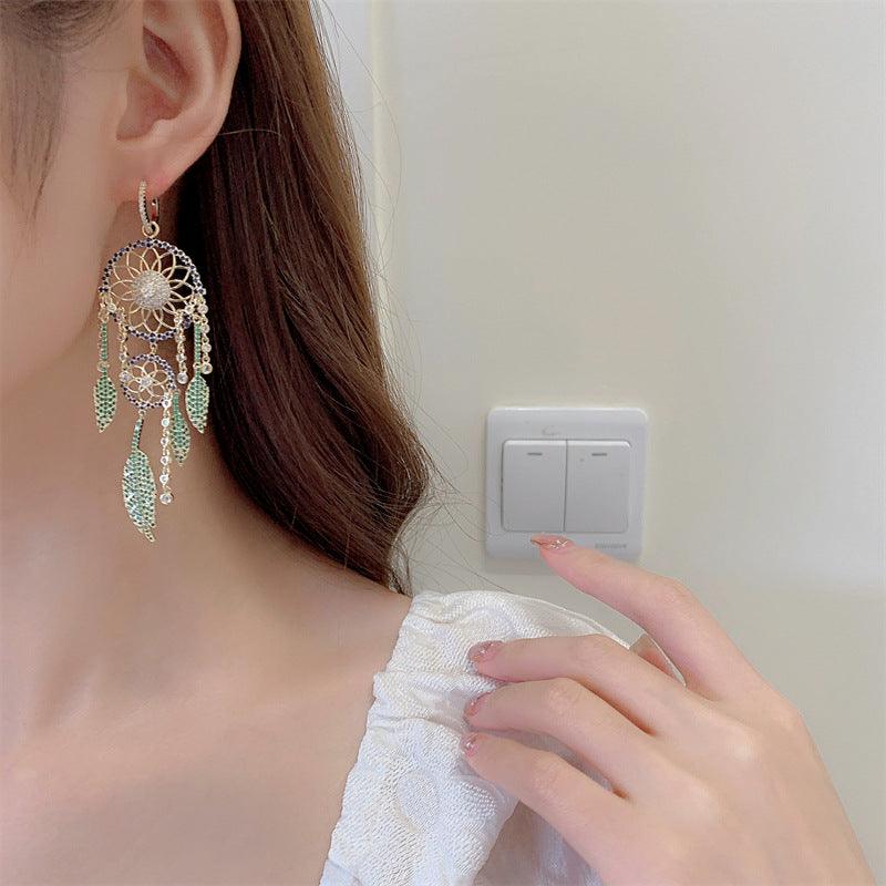 Women's Retro Dream Catcher Tassel Earrings - Trendha