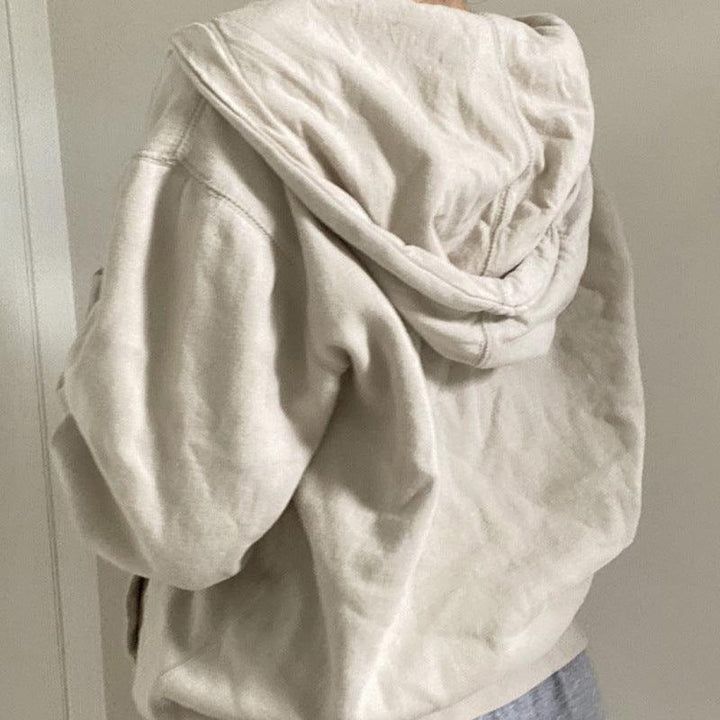 Women's Retro Print Loose Hooded Cardigan Sweater Coat - Trendha