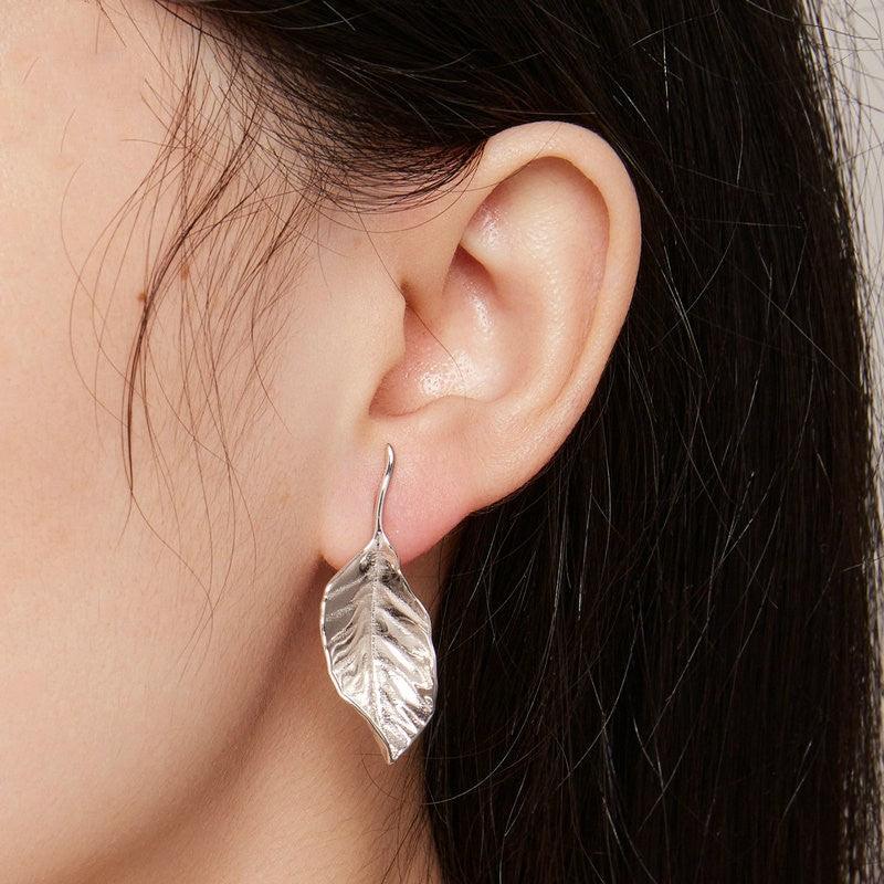 Women's S925 Silver Leaf Earrings - Trendha