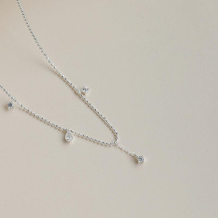 Women's Sterling Silver Round Bead Flash Diamond Necklace - Trendha