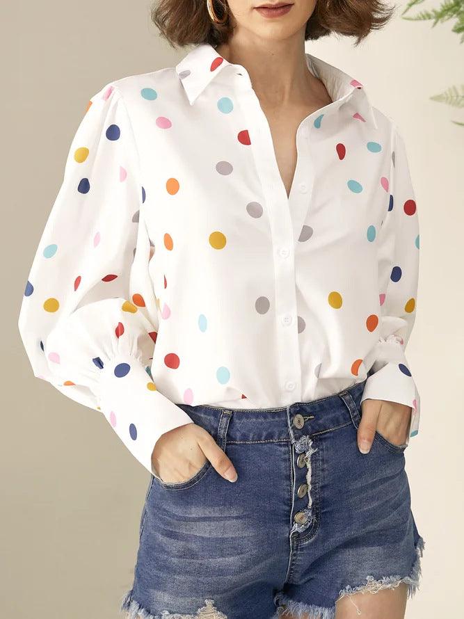Women's Summer Printed Lantern Sleeve Fashion Shirt - Trendha