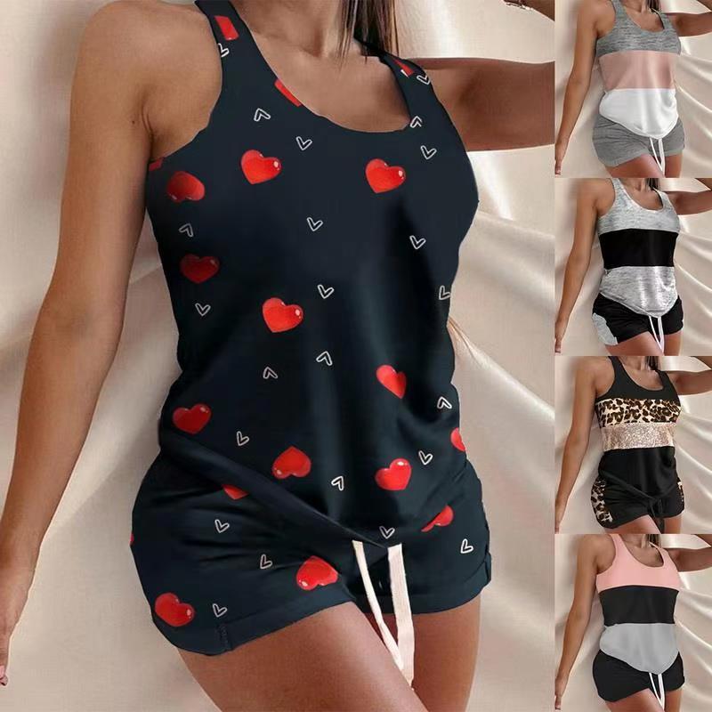 Women's Two-piece Multicolor Printing Shorts Suit - Trendha