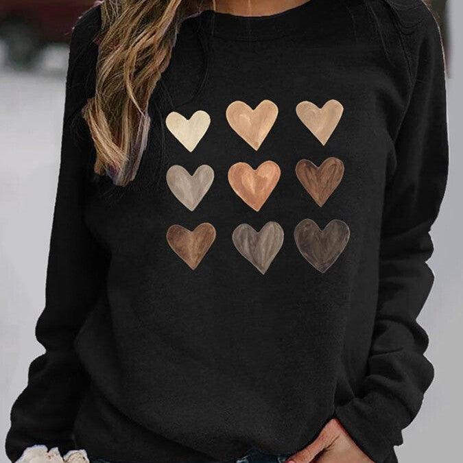 Women's Valentine's Day Printed Round Neck Sweater - Trendha