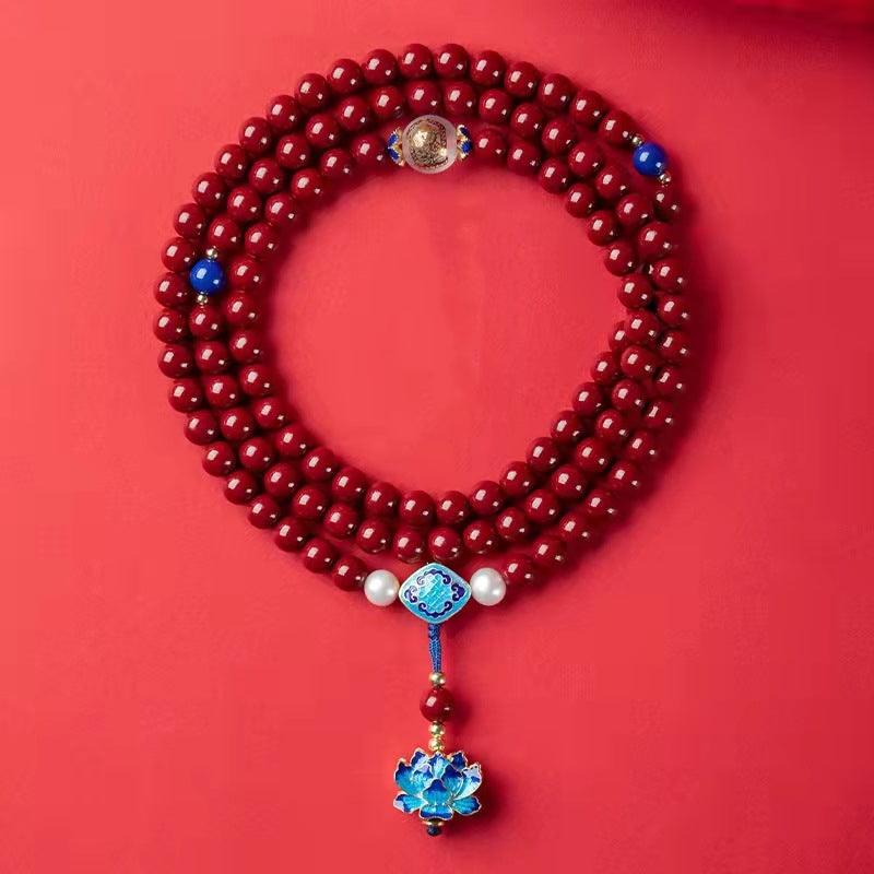 Women's Vermilion Hand String Purple Gold Sand Jewelry Buddhist Beads Bracelet - Trendha