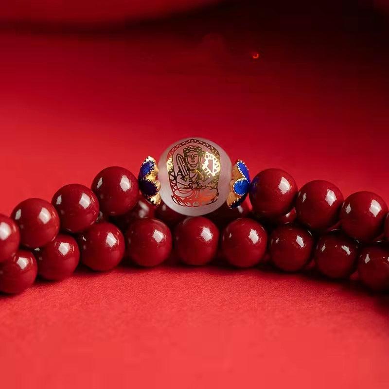 Women's Vermilion Hand String Purple Gold Sand Jewelry Buddhist Beads Bracelet - Trendha