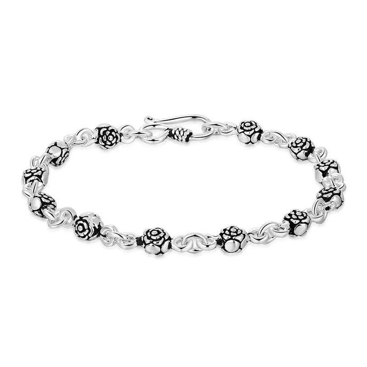 Women's Vintage Rose Silver Bracelet - Trendha